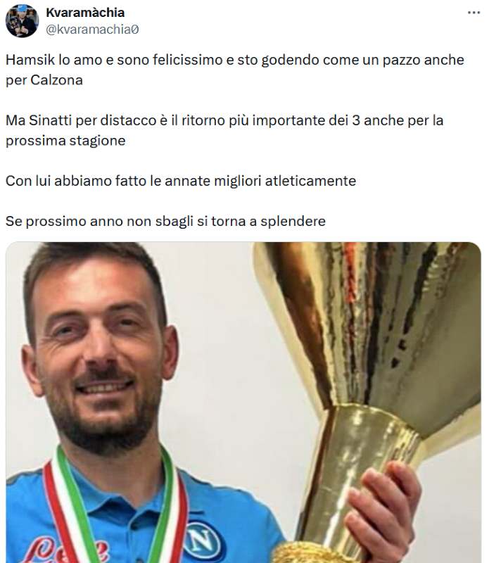 Chi è Sinatti, nuovo preparatore atletico del Napoli